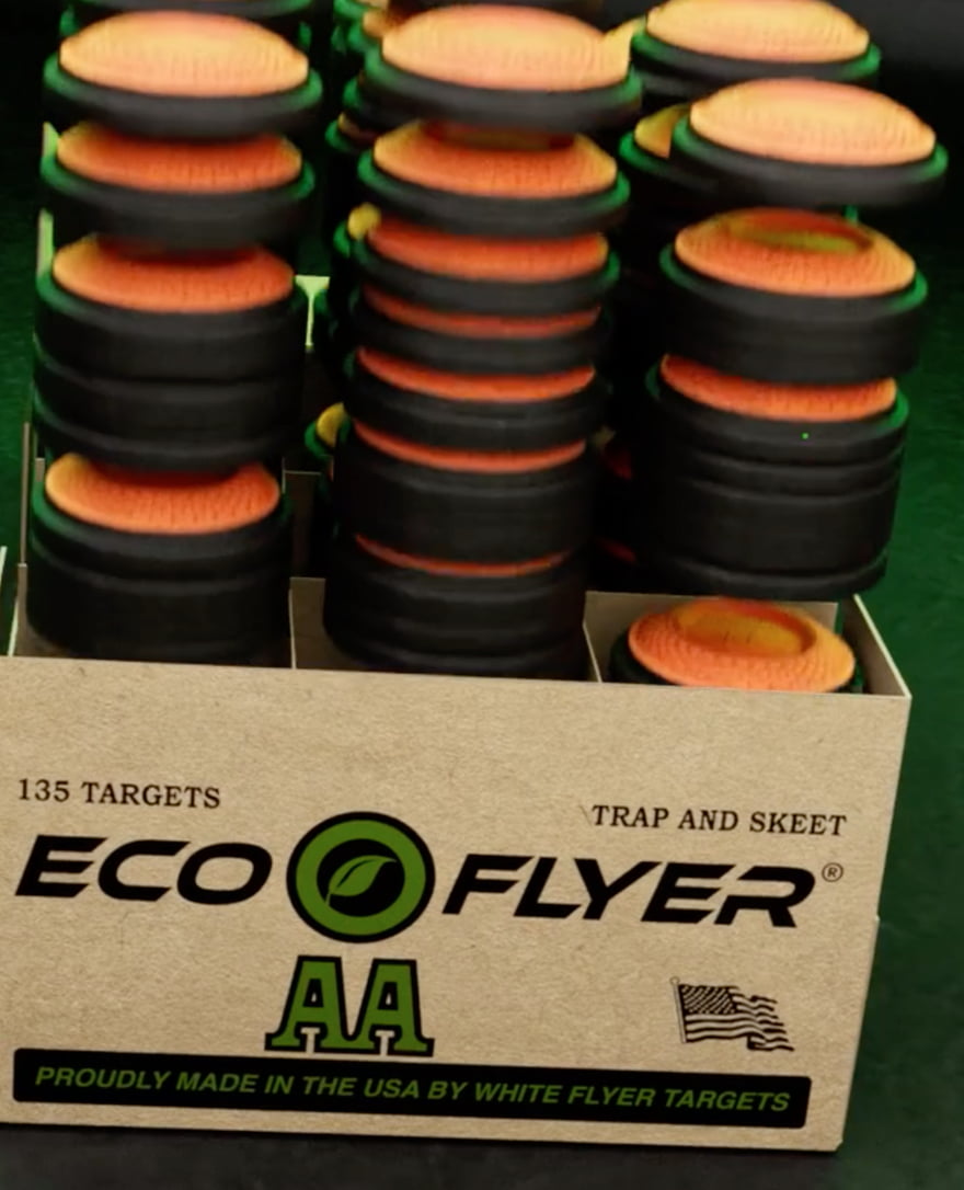 Open box of Eco Flyer targets stacked to show detail and color.