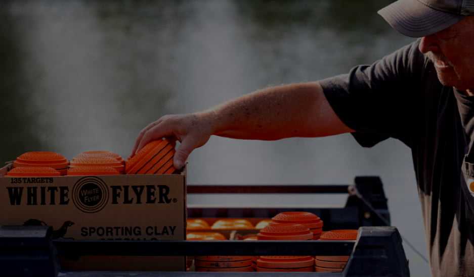 White Flyer targets in a box on a cart being removed for use