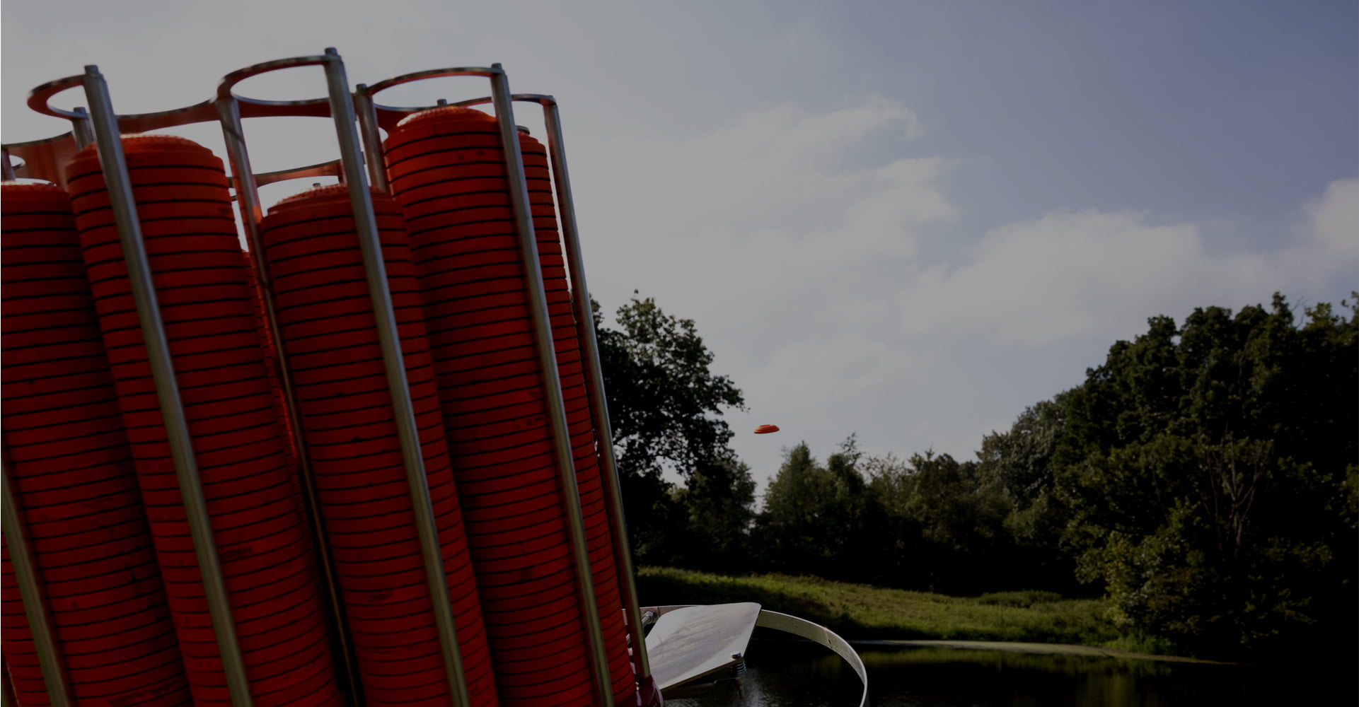 View of a White Flyer target being launched from a machine