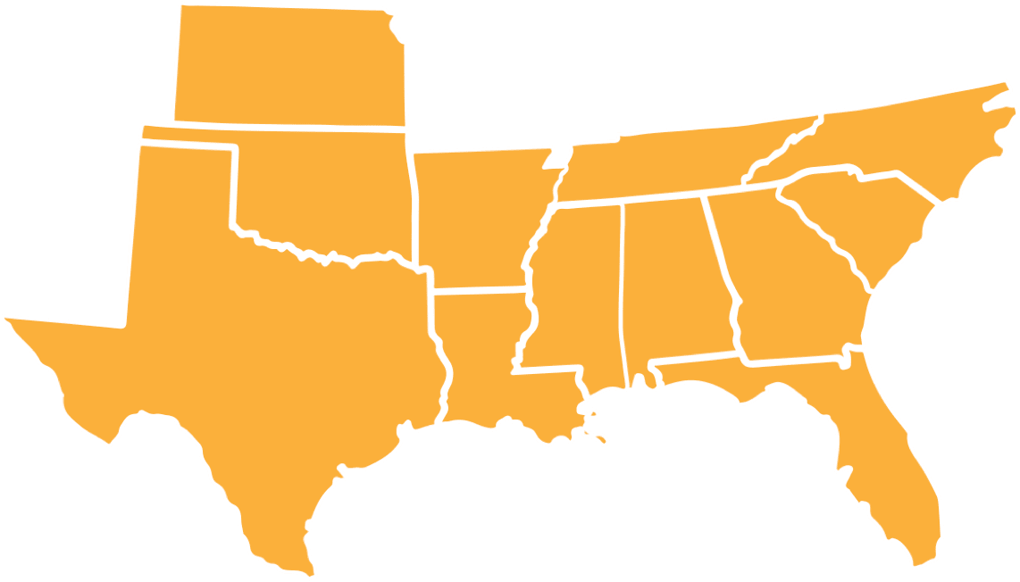 Map illustration of Southern White Flyer sales region.