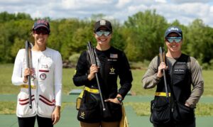 Photo of Dania Vizzi along side the two other top 3 winners at the National Skeet Championship