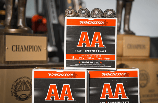 Stack of Winchester AA® Light Target Load 1 1/8 oz #8 (AA128) shotshells